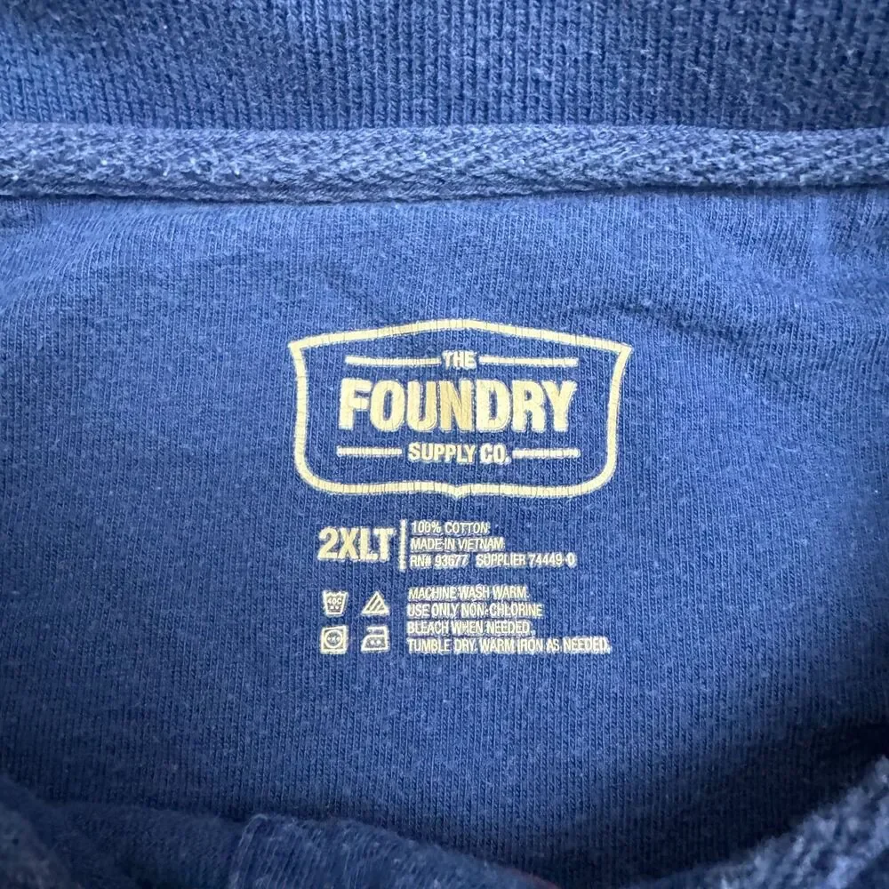 The Foundry Supply Co Striped Polo Shirt Mens 2XL Tall Blue Red Cotton Pocket